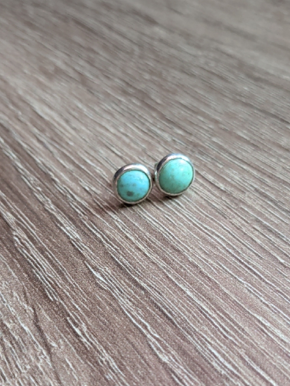 Sterling Silver Turquoise Stud Earrings - Mint Blue